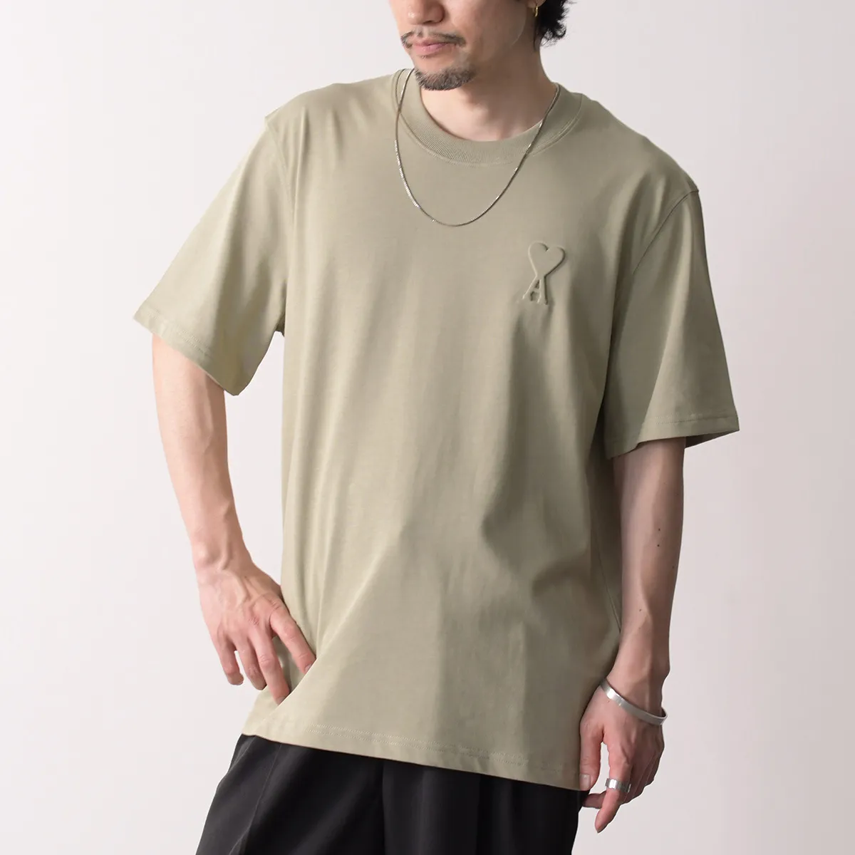 AMI PARIS  |Crew Neck Plain Cotton Short Sleeves Logo Designers