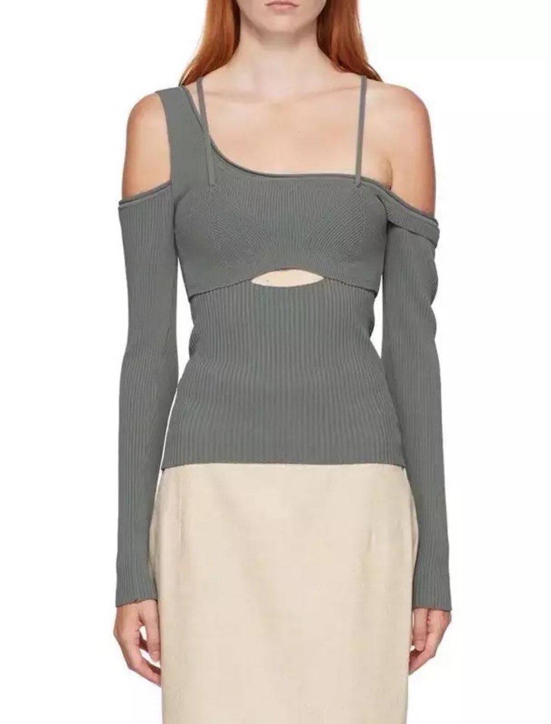 Asymmetrical Elastic Knit Top