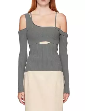 Asymmetrical Elastic Knit Top