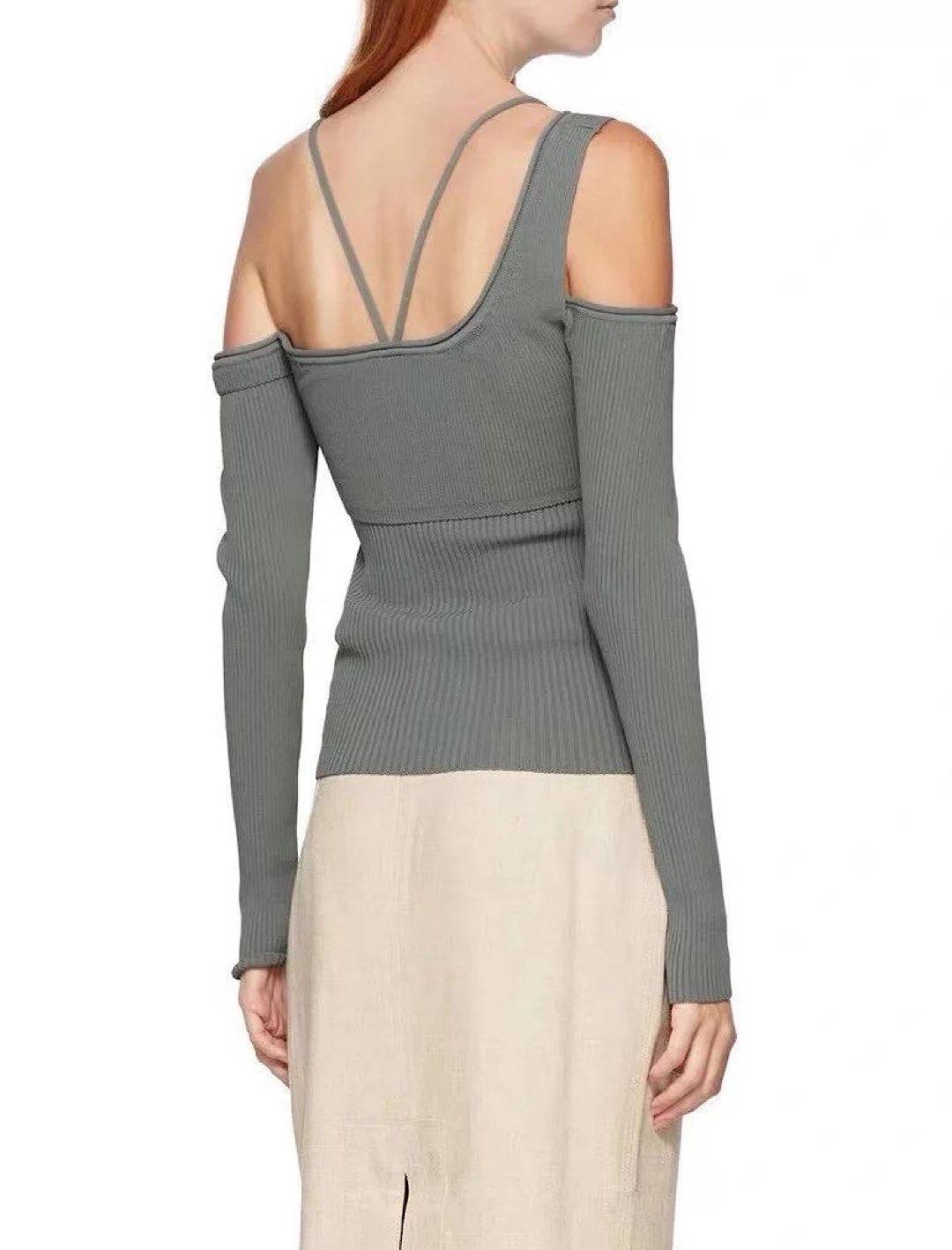 Asymmetrical Elastic Knit Top