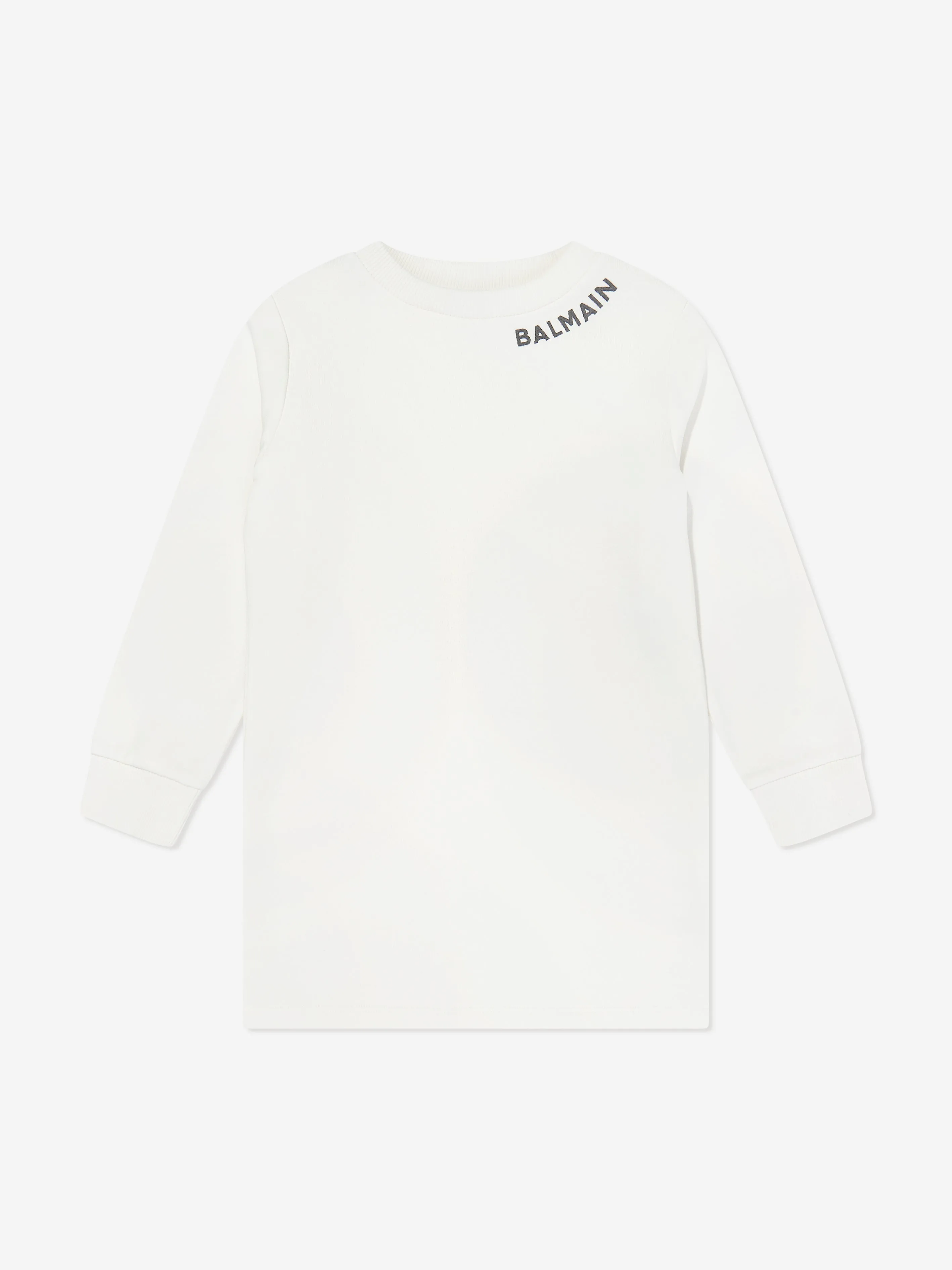 Balmain Girls Logo Sweater Dress in Ivory