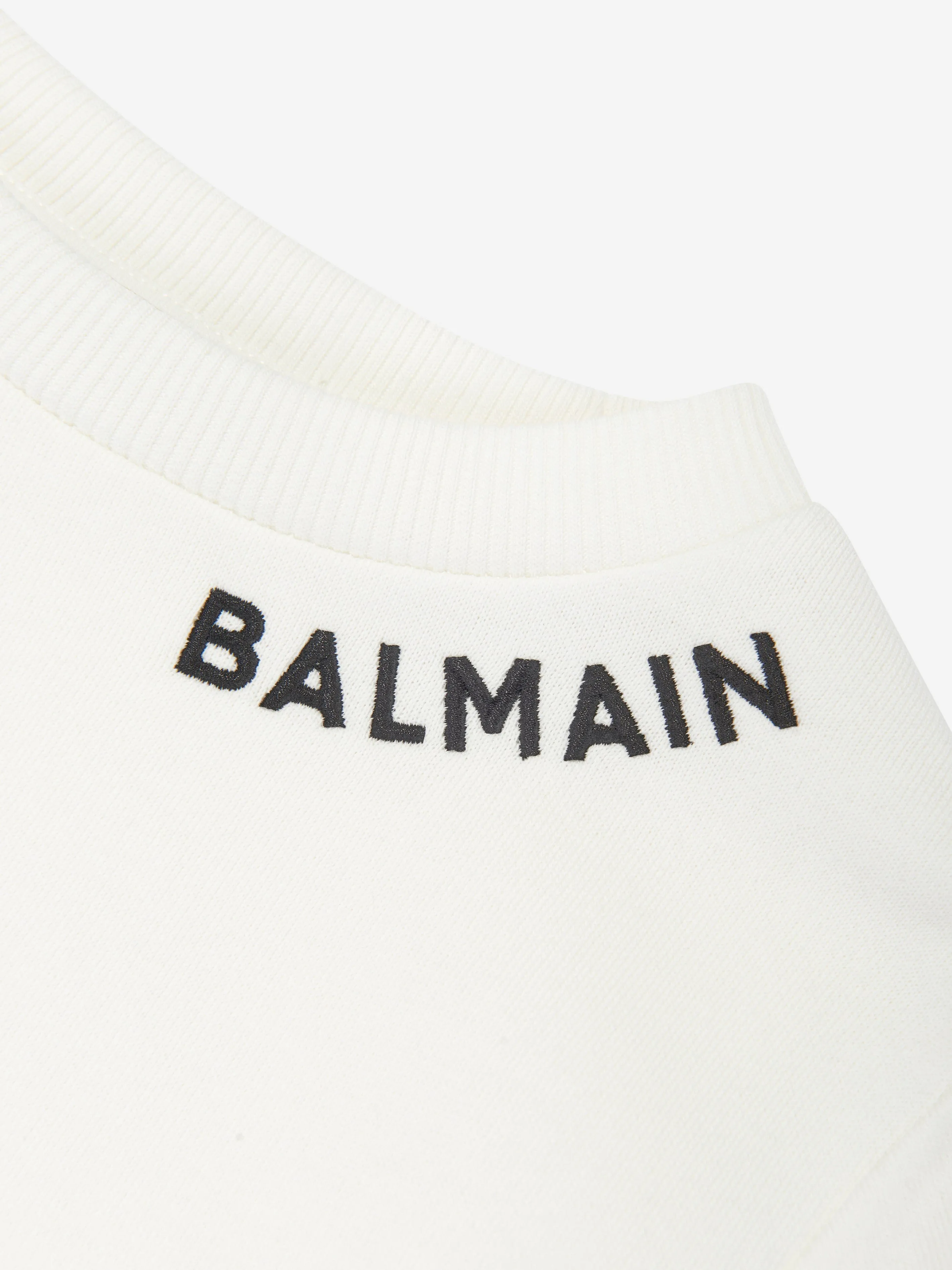 Balmain Girls Logo Sweater Dress in Ivory