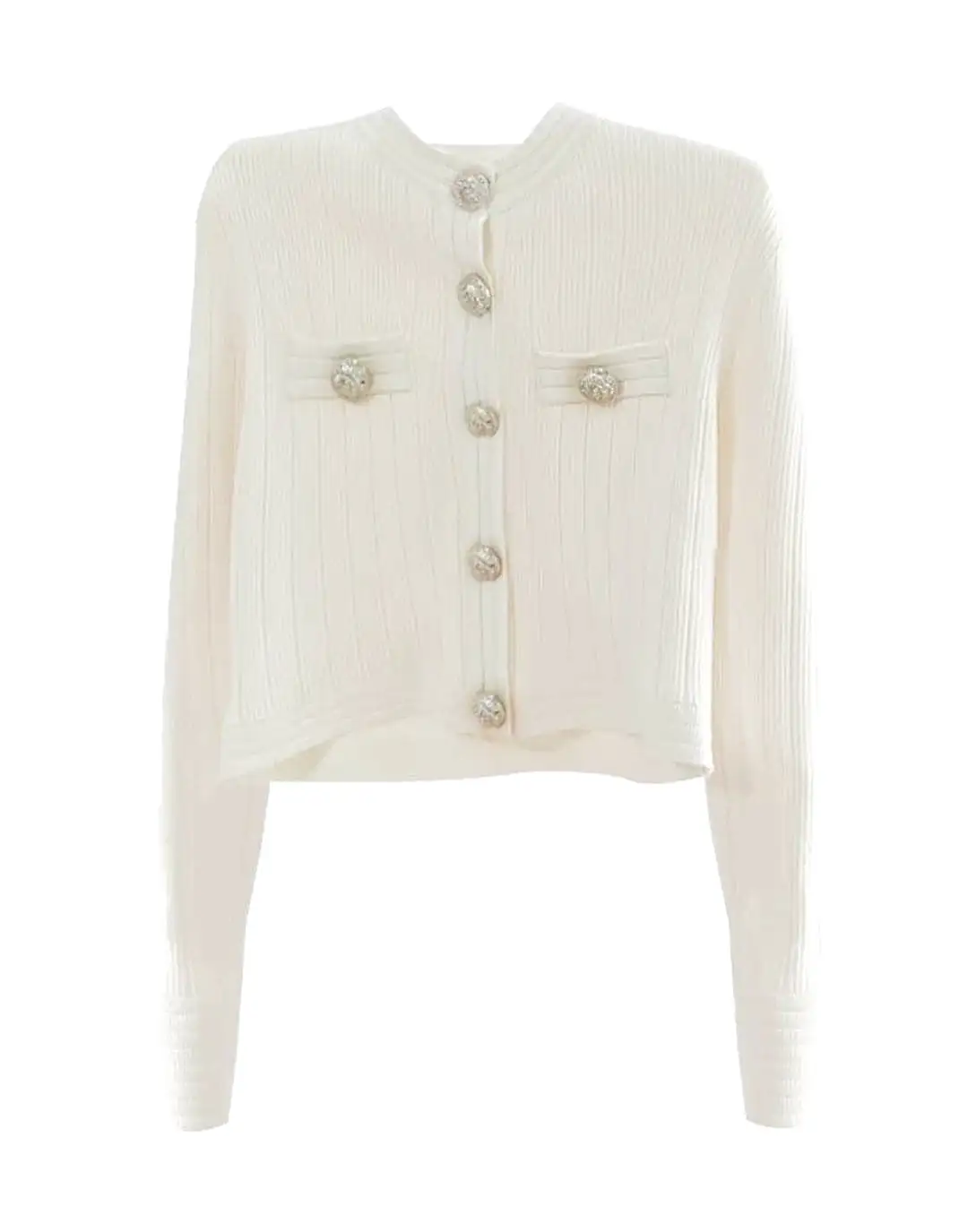 Bandage Metal Buttoned Knit Top