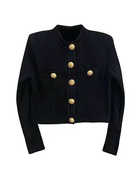 Bandage Metal Buttoned Knit Top