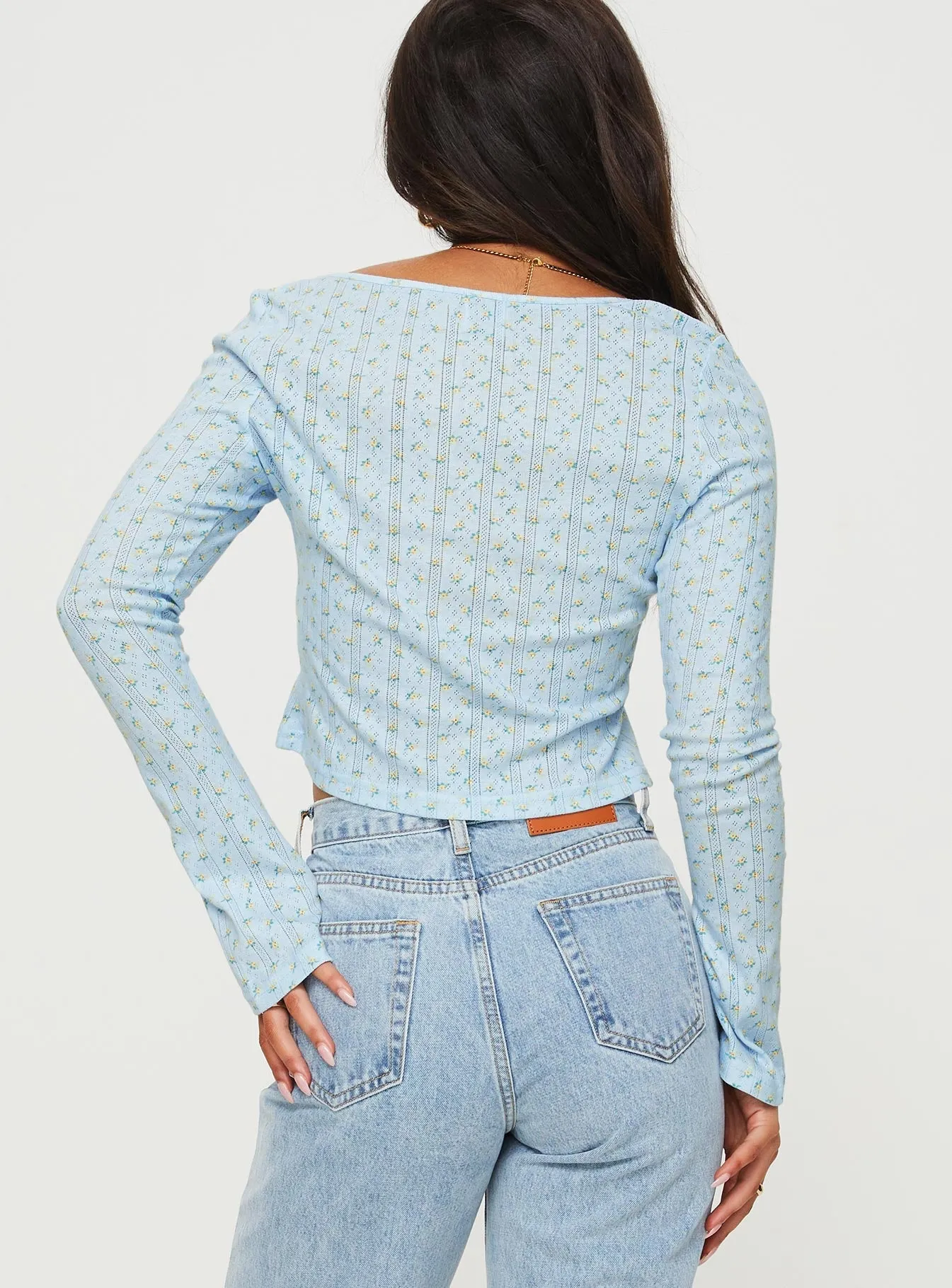 Barbaro Long Sleeve Top Blue Floral