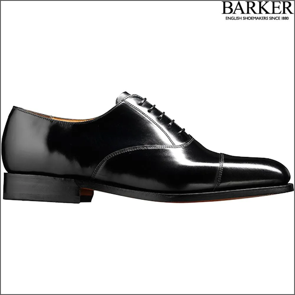 Barker Arnold Black Hi-Shine Oxford Toe Cap^