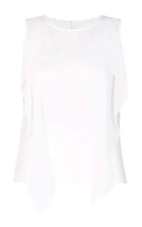 BCBG MAXAZRIA  |Ivorie Sleeveless Ruffle Top