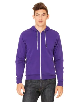 Bella + Canvas Unisex Poly-Cotton Fleece Full-Zip Hoodie 3739 Team Purple