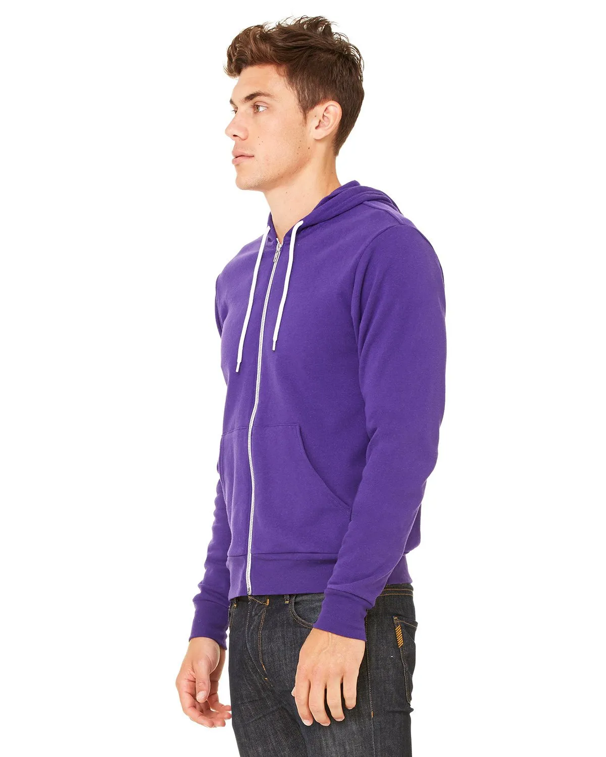 Bella + Canvas Unisex Poly-Cotton Fleece Full-Zip Hoodie 3739 Team Purple