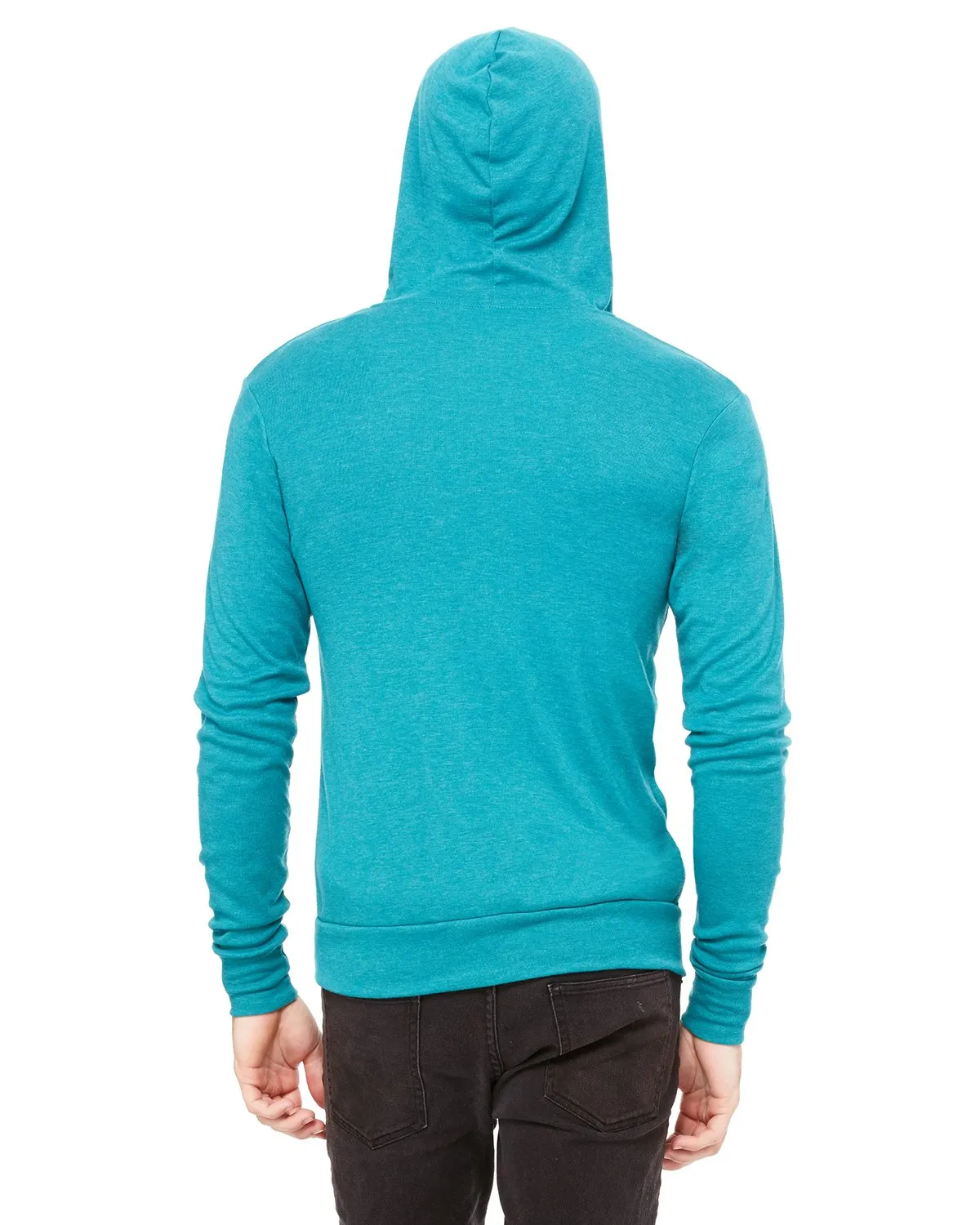 Bella + Canvas Unisex Triblend Full-Zip Lightweight Hoodie 3939 Teal Triblend