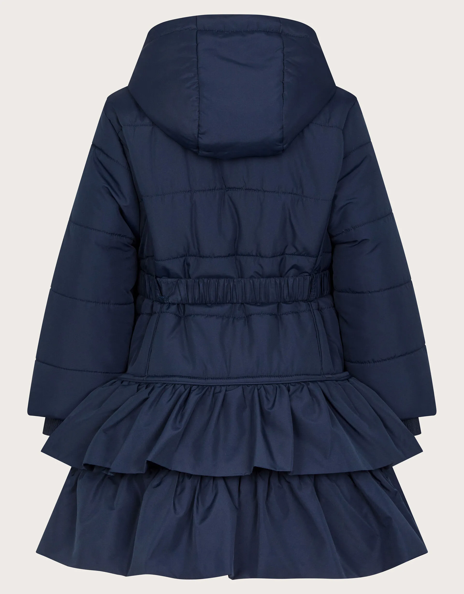 Belted Ruffle Coat Blue