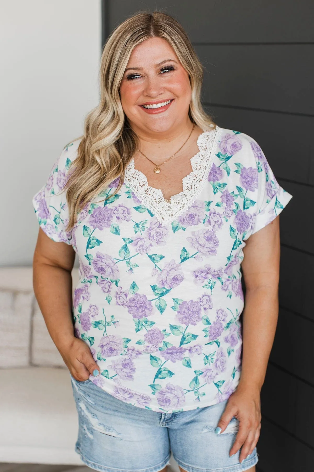 Better This Way Floral Top- Ivory & Lavender