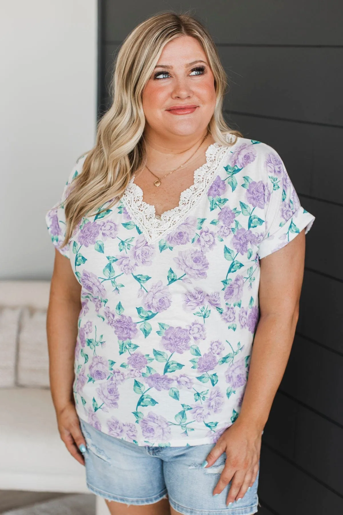 Better This Way Floral Top- Ivory & Lavender