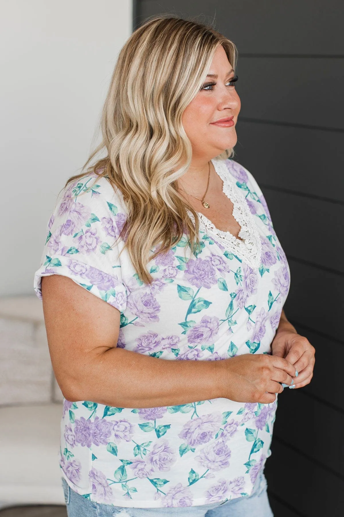 Better This Way Floral Top- Ivory & Lavender