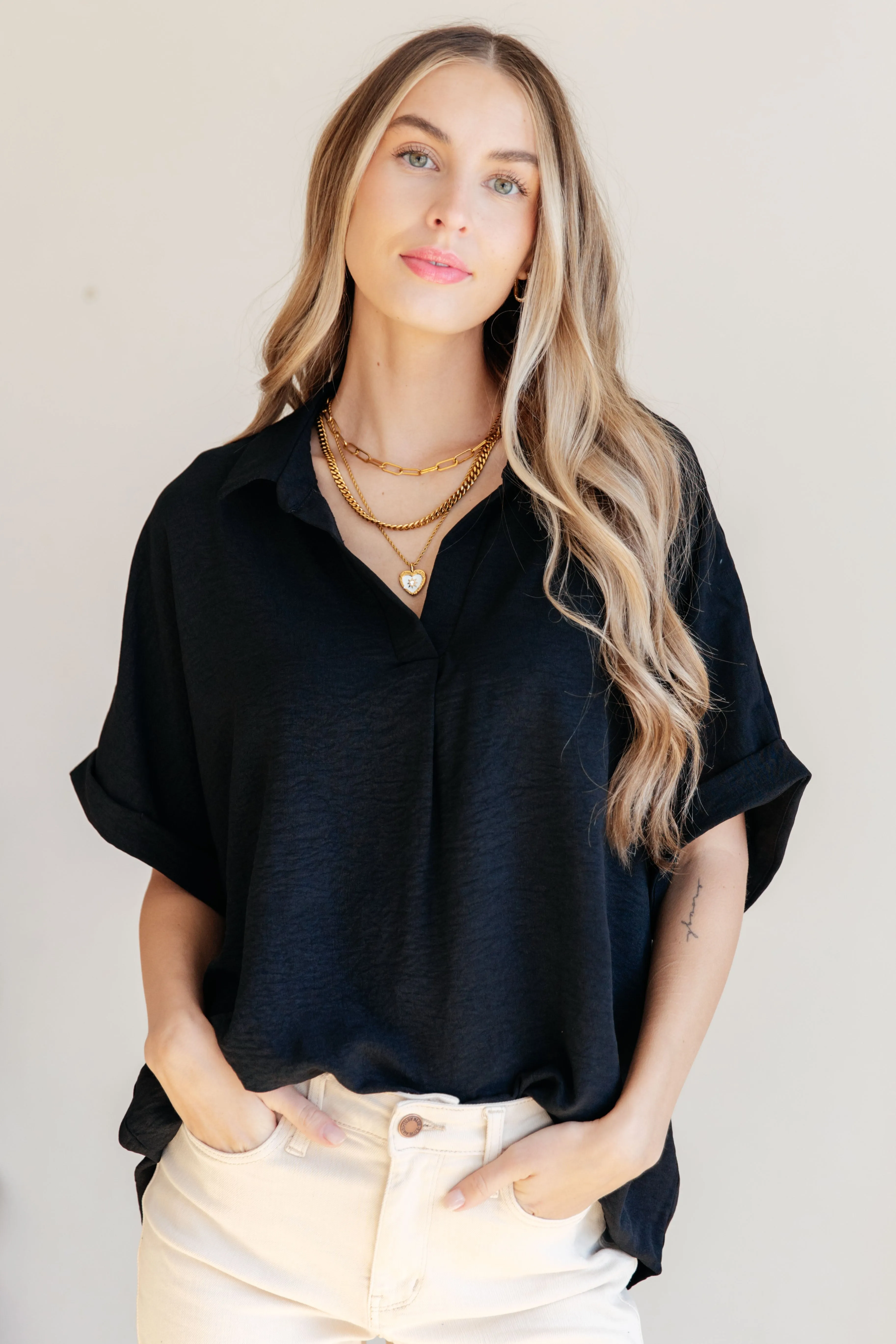 Betti Dolman Sleeve Top in Black