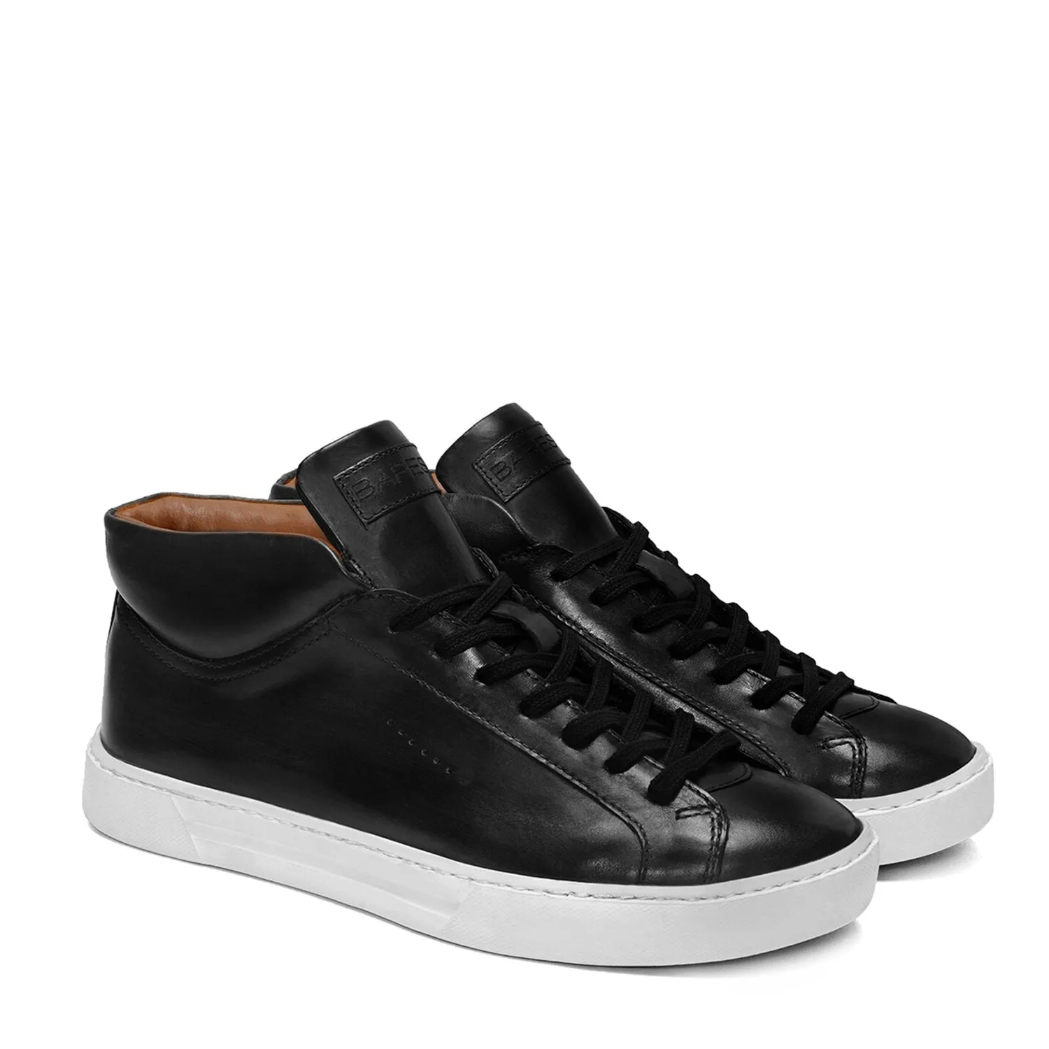 Black Mid-Top Sneaker with Lace-Up Closure