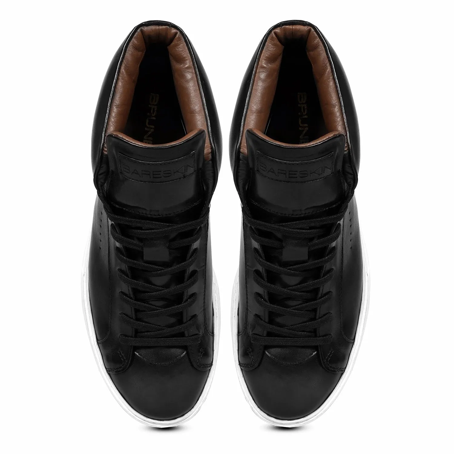 Black Mid-Top Sneaker with Lace-Up Closure