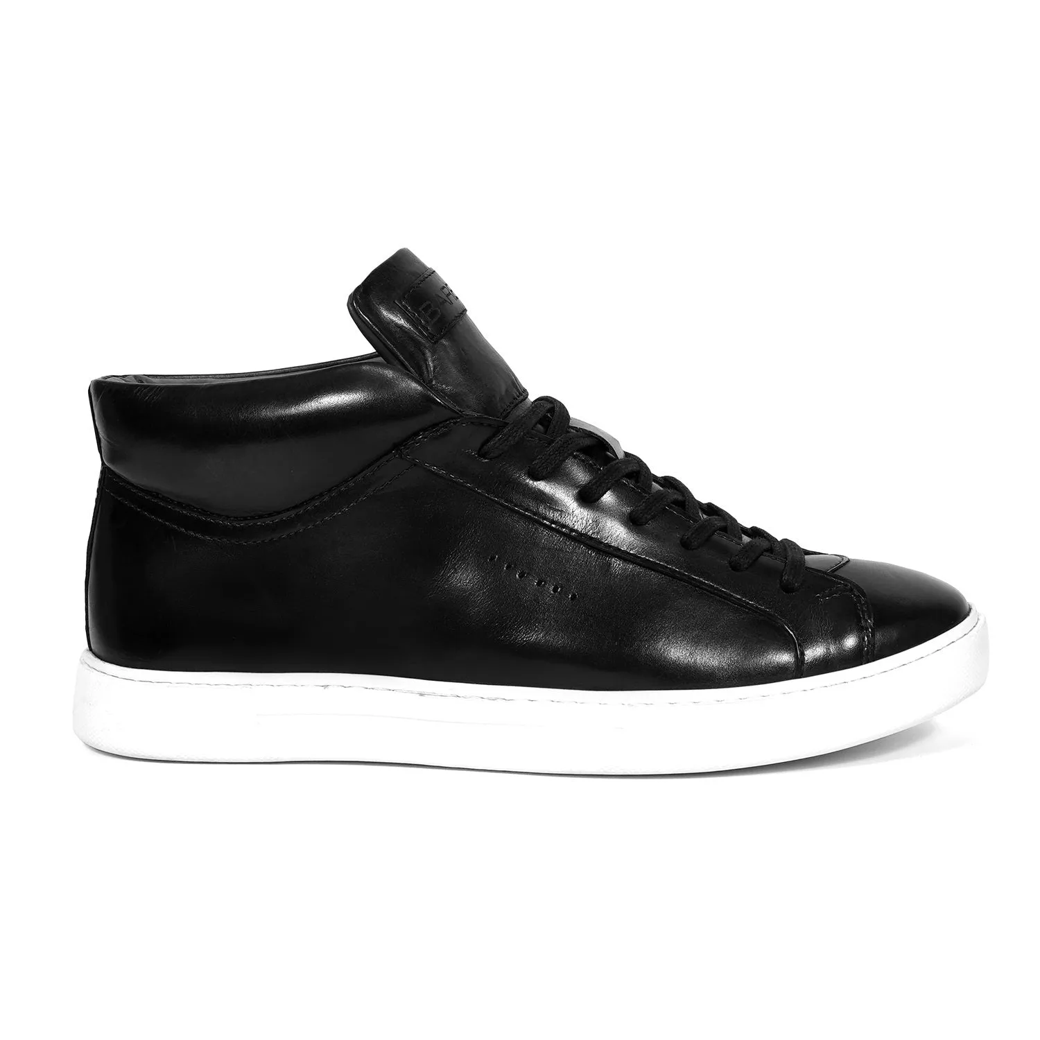 Black Mid-Top Sneaker with Lace-Up Closure