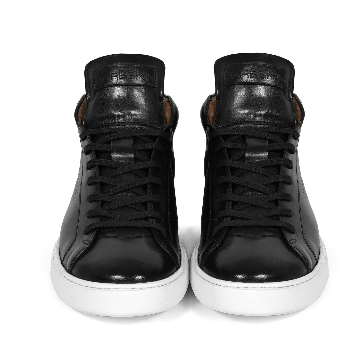 Black Mid-Top Sneaker with Lace-Up Closure