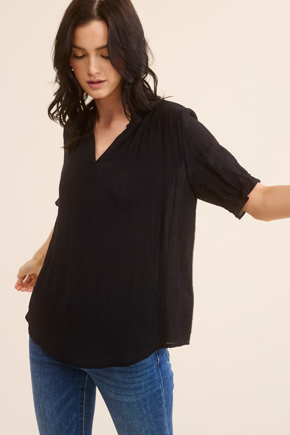 Black Puff Sleeve Blouse