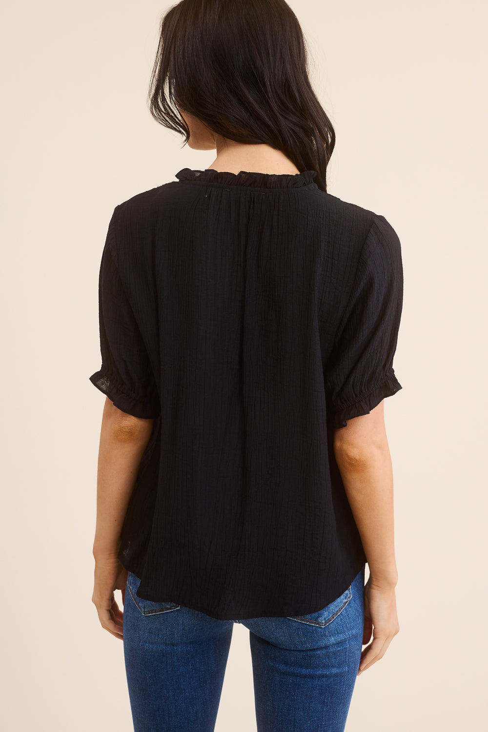 Black Puff Sleeve Blouse