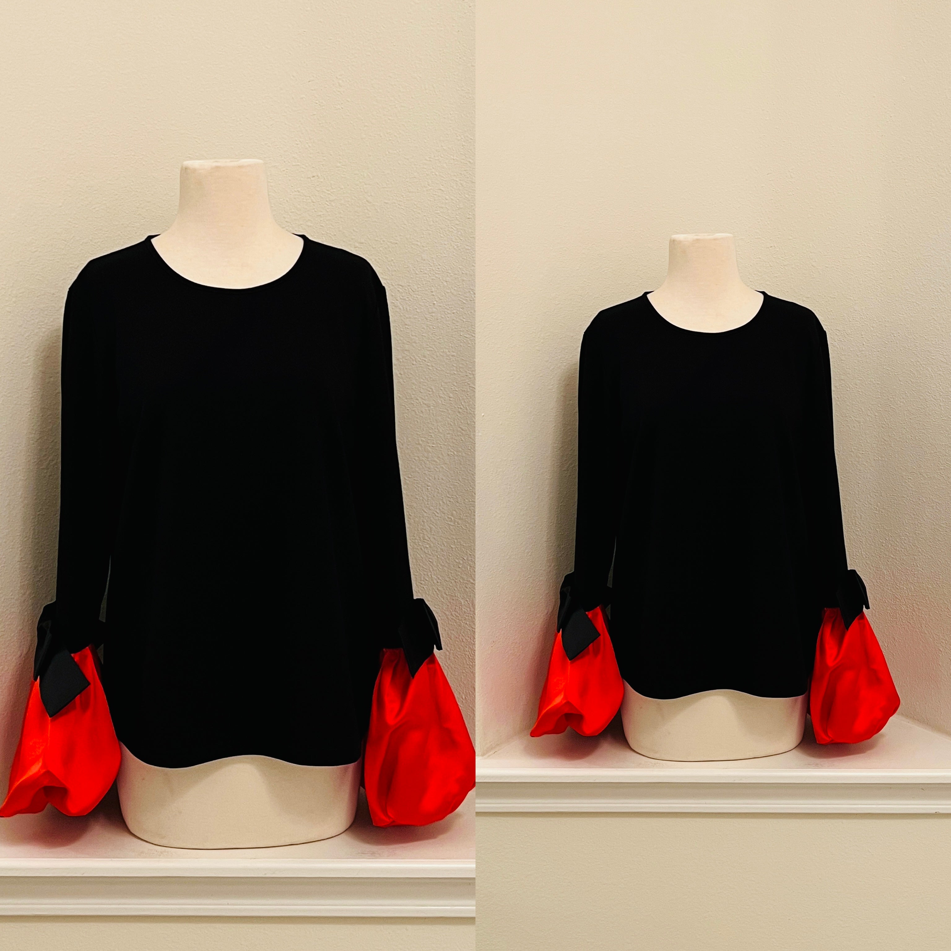 Black Red Puffy Sleeve Top