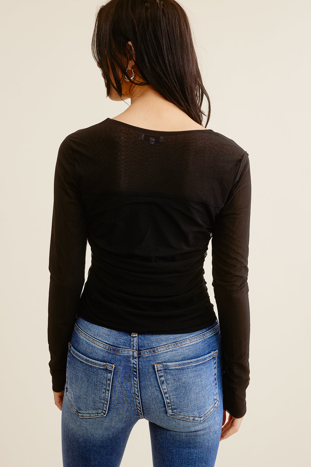 Black Sheer Sleeve Top