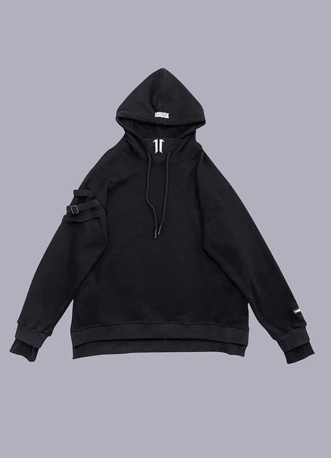 black techwear hoodie