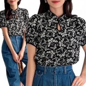 BLUSA Cheongsam Floral Top