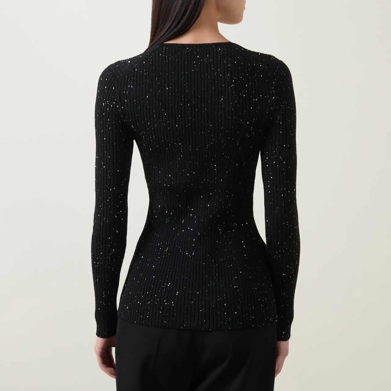 BOSS Ferim Embellished Knit Top - Black