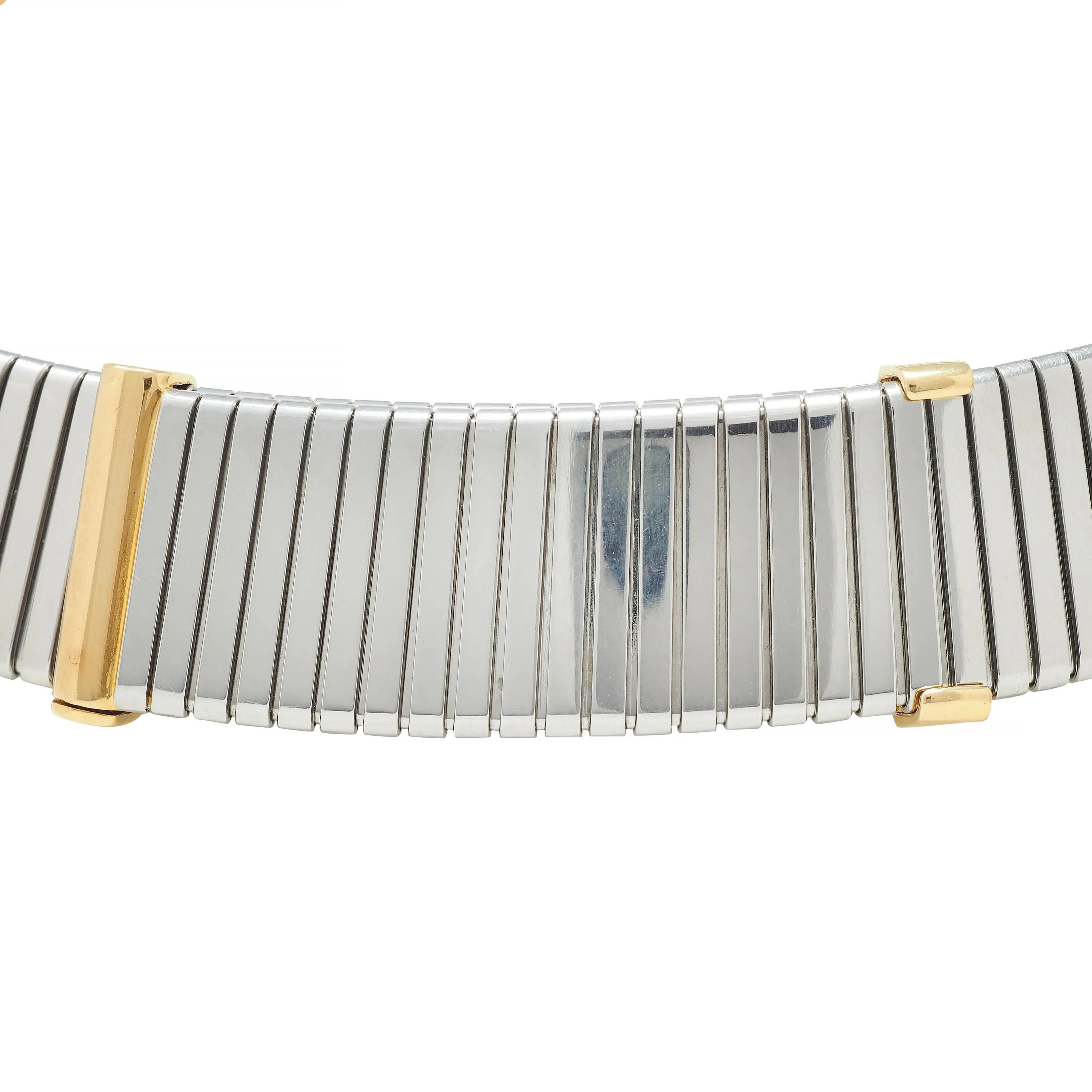 Bulgari Hematite Stainless Steel 18 Karat Gold X Tobogas Collar Necklace