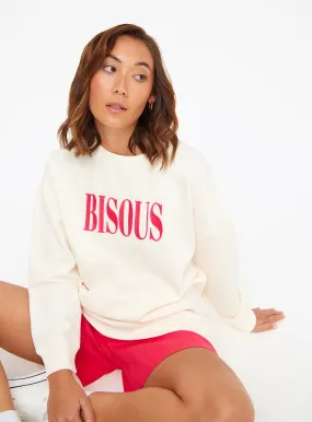 Buy Cream Bisous Graphic Print Oversized Sweatshirt S | Hoodies and sweatshirts | Tu