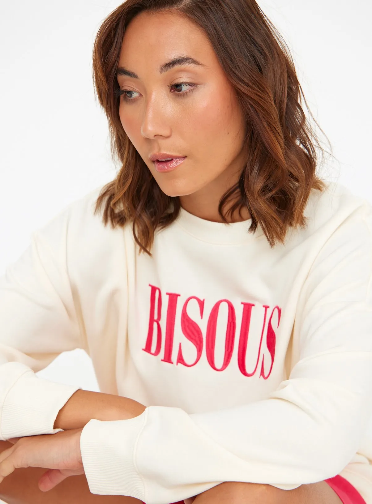 Buy Cream Bisous Graphic Print Oversized Sweatshirt S | Hoodies and sweatshirts | Tu