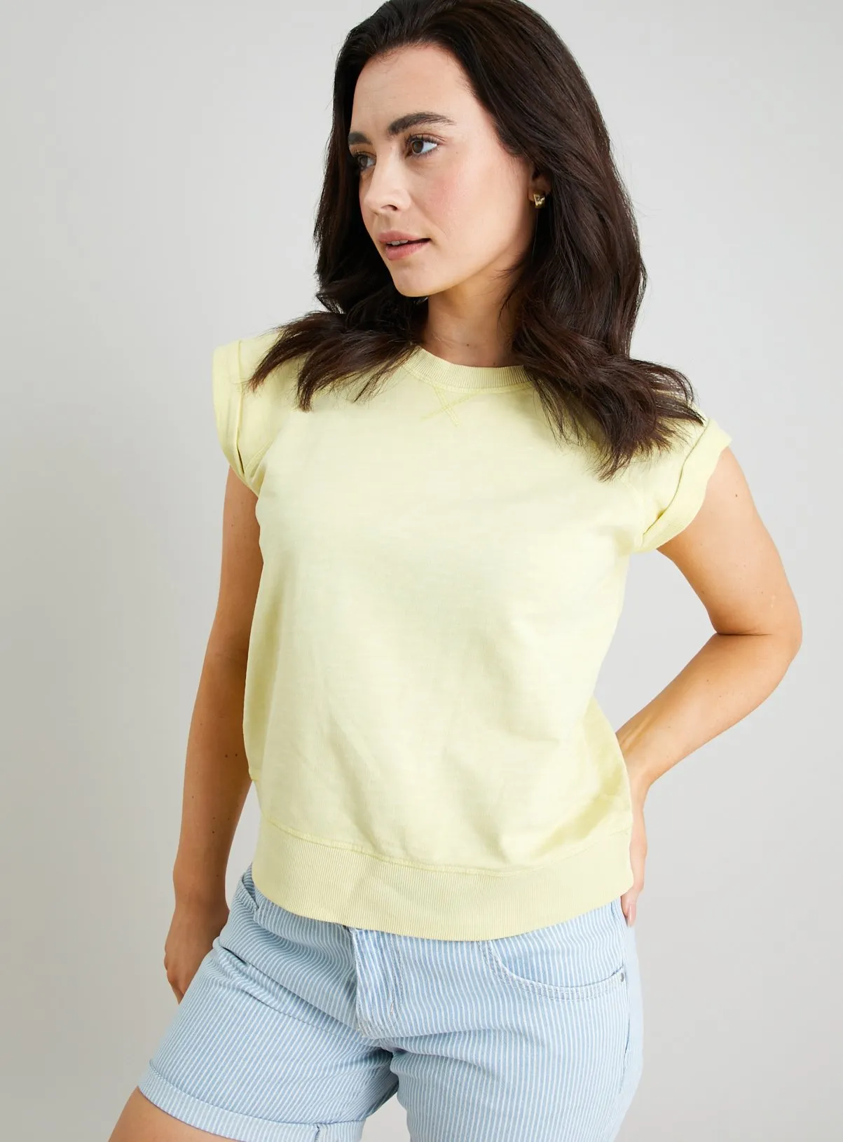 Buy Light Yellow Dyed Sleeveless Sweatshirt S | Hoodies and sweatshirts | Tu