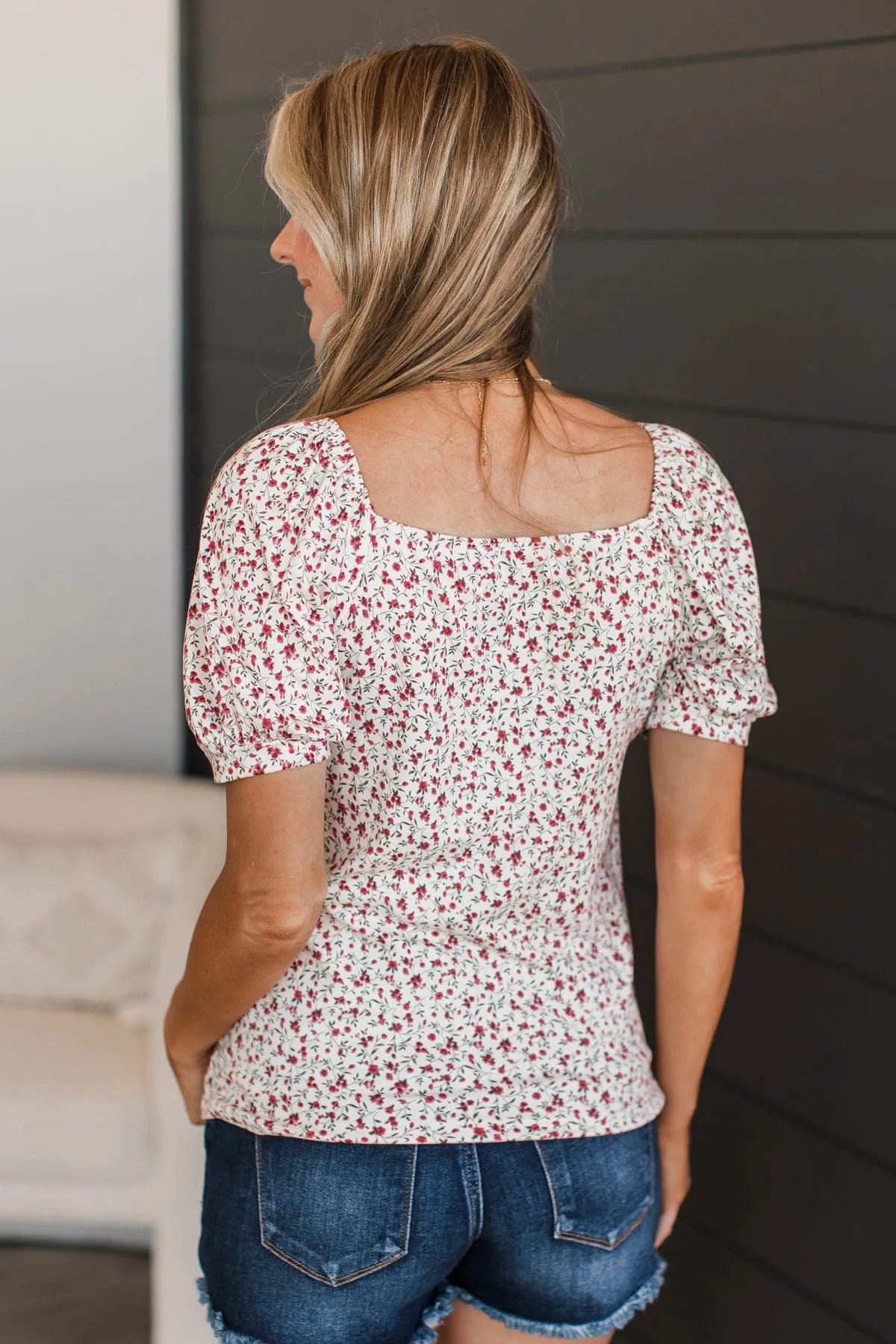 Caught Feelings Floral Top- Ivory