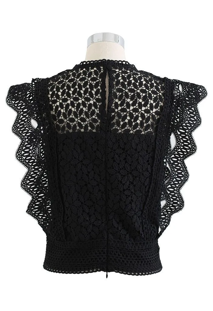 Chicwish  | Falling Leaf Crochet Sleeveless Top