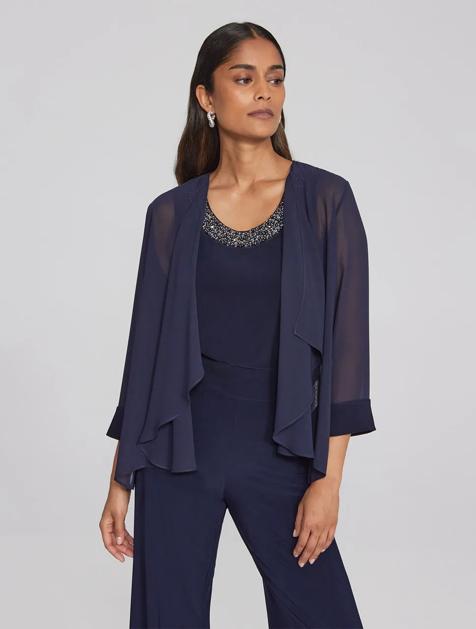 Chiffon & Silky Knit Two-Piece Top | Joseph Ribkoff