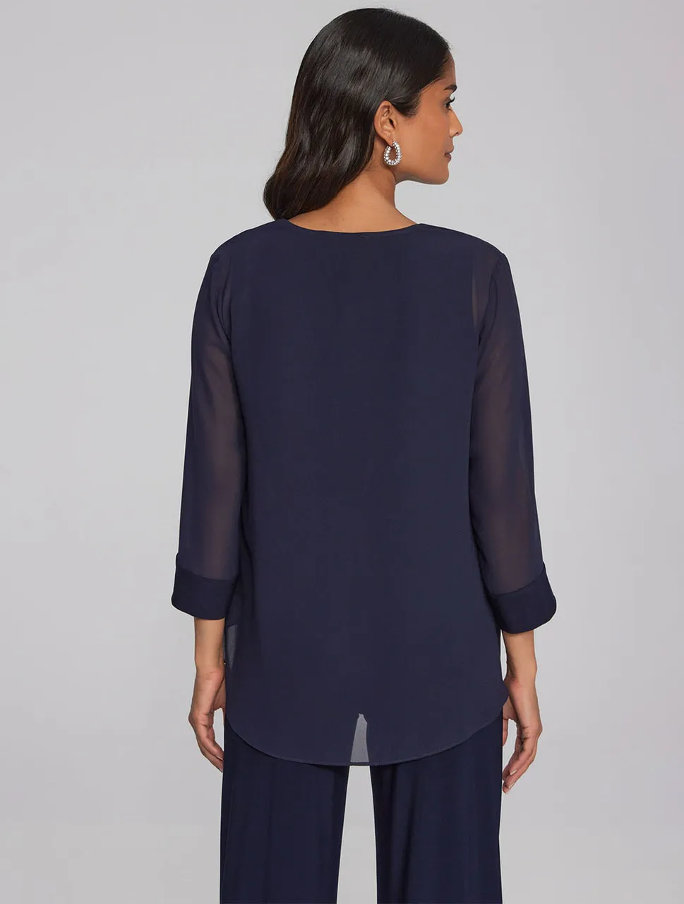 Chiffon & Silky Knit Two-Piece Top | Joseph Ribkoff