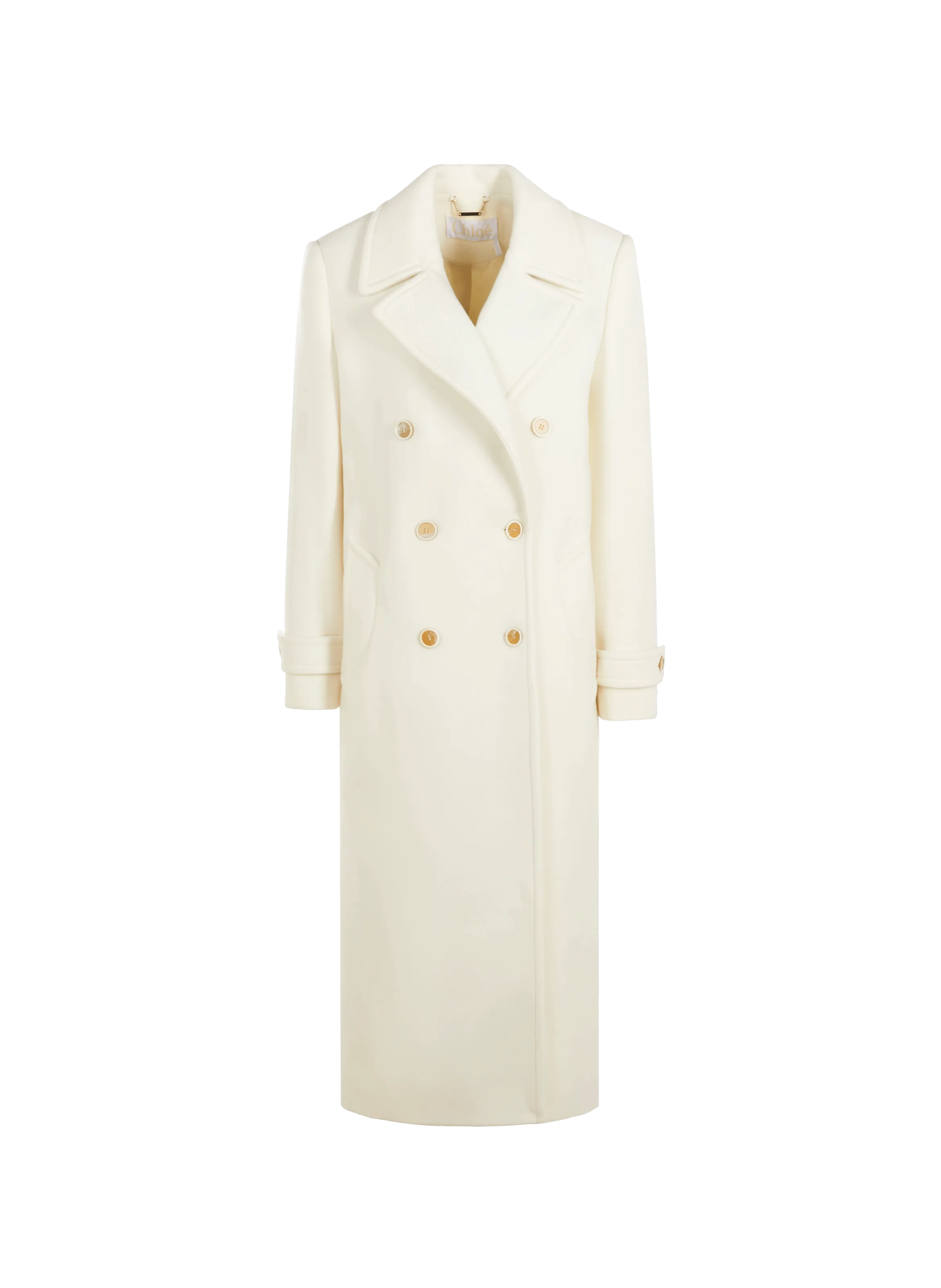 CHLOÉ  Straight virgin wool-blend coat - White