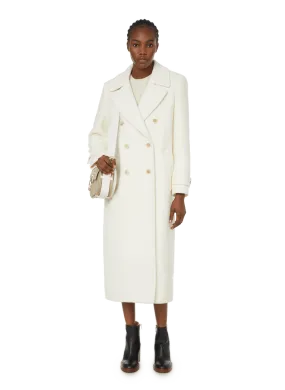 CHLOÉ  Straight virgin wool-blend coat - White