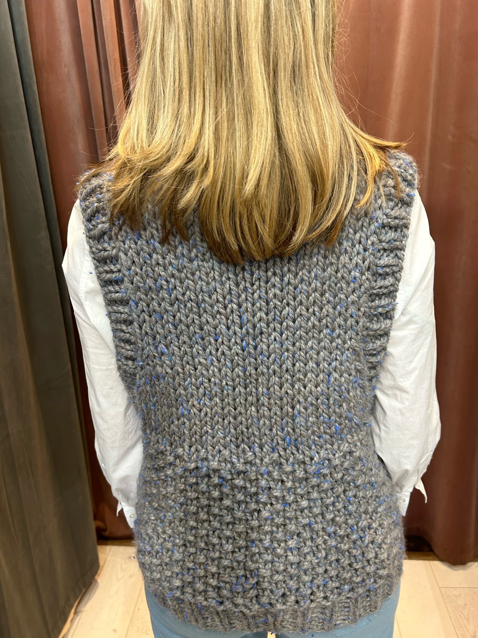 Chunky Grey Hand-Knit Top