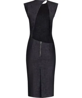 Clothes by Locker Room Women's Blue Denim Cutout Midi Dress