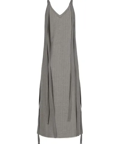 Clothes by Locker Room Women's Tie-Detailed Grey Midi Dress