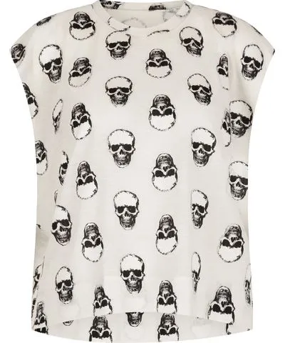 Clothes by Locker Room Women's White Skull Print Top