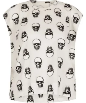 Clothes by Locker Room Women's White Skull Print Top