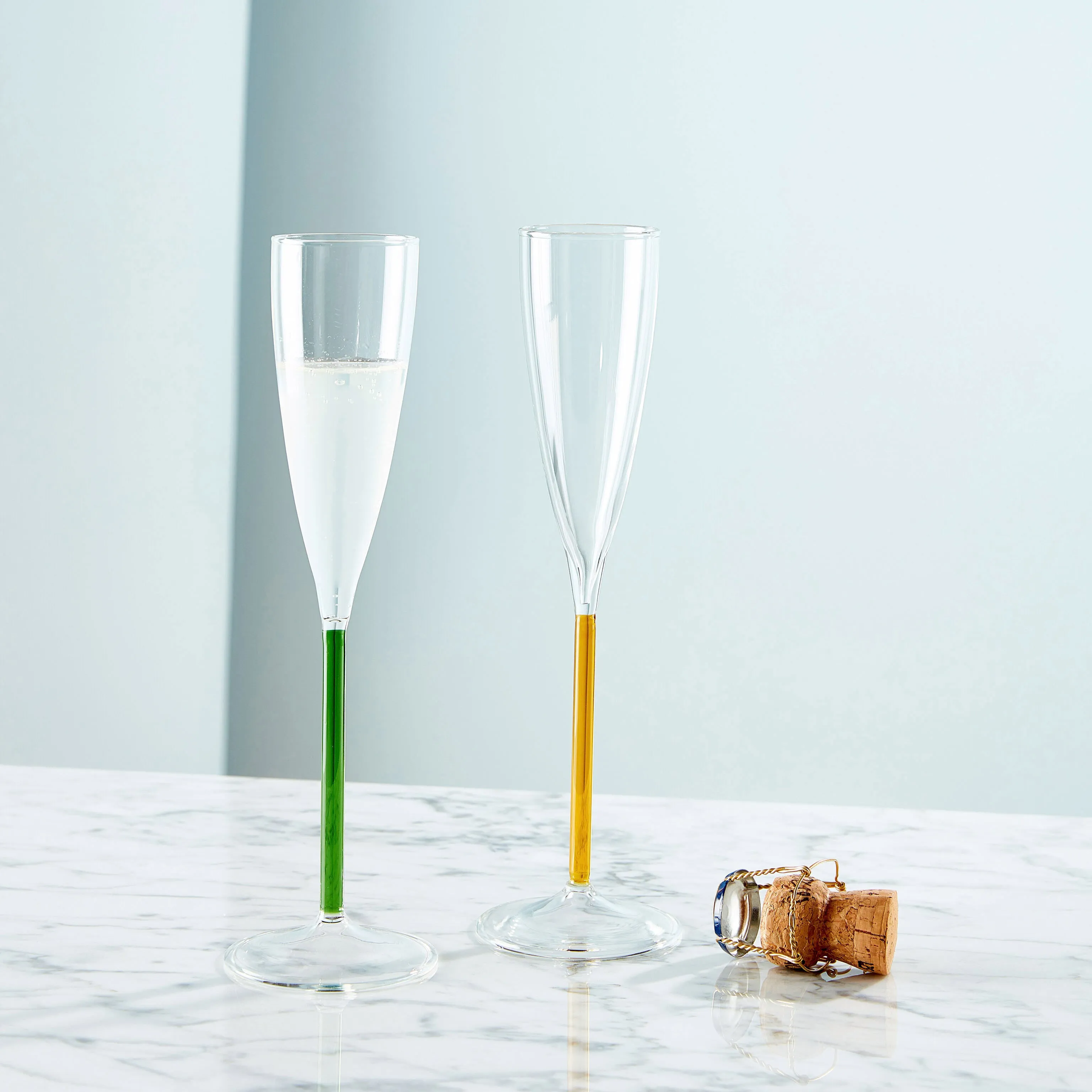 Color Accent Champagne Glasses Set