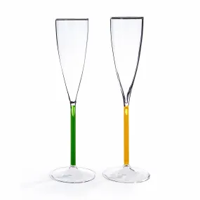 Color Accent Champagne Glasses Set