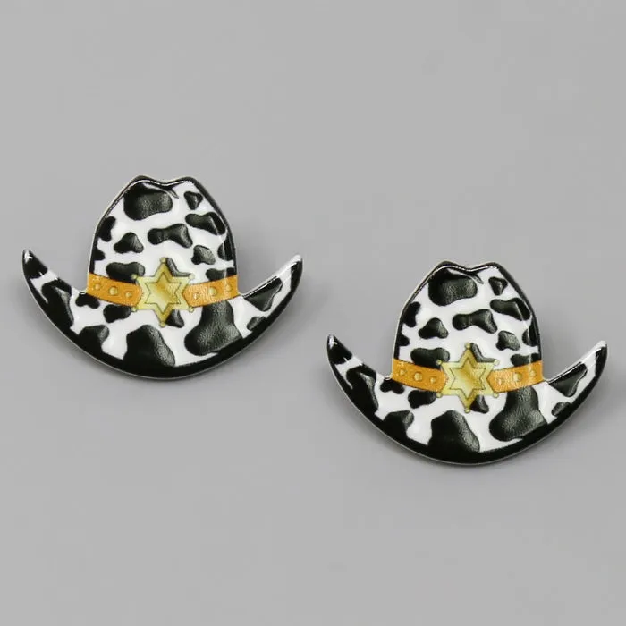 Cowgirl Hat Acrylic Stud Earrings