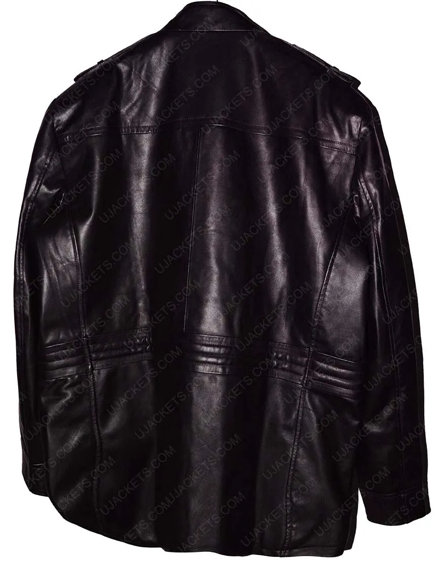 Double Breasted Zipper Black Leather Blazer Jacket For Mens - Ujackets