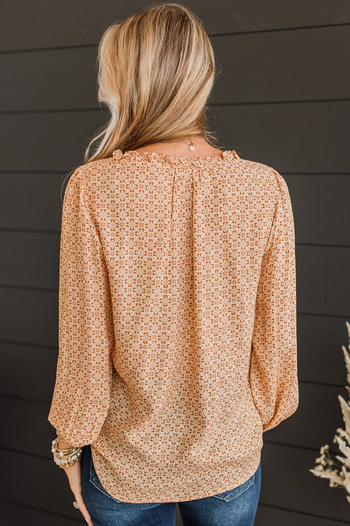 Dream Away Floral Top- Natural & Camel